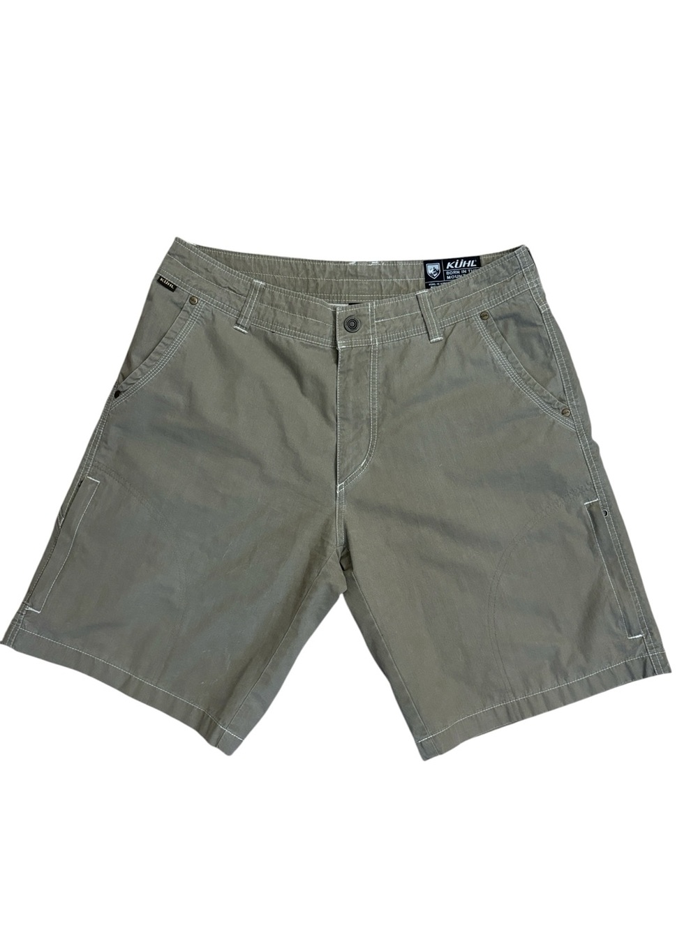 Kuhl Light Brown / Tan Vintage Patina Dye Cargo Hiking Outdoor Shorts Size 33